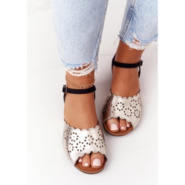 Läder Maciejka 05199-25 Sandaler i svart och guld gyllene 1