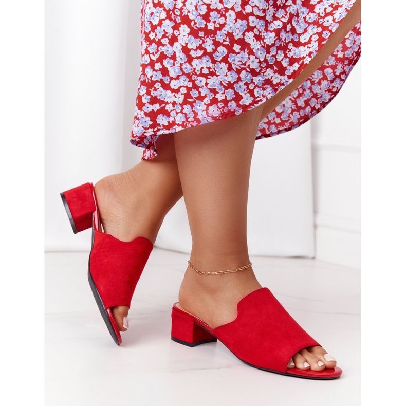 Mocka Tofflor På Klack Sergio Leone KL313 Röd 1