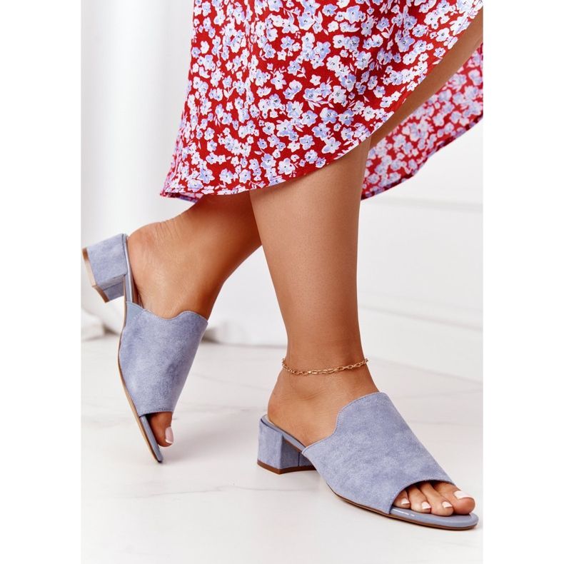 Mocka Tofflor På Klack Sergio Leone KL313 Blå 1