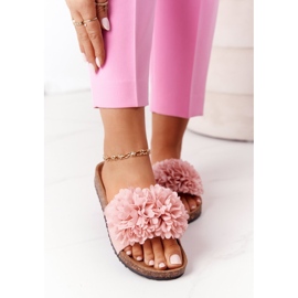 Rosa Flowerbomb Tofflor På Korksulan 1