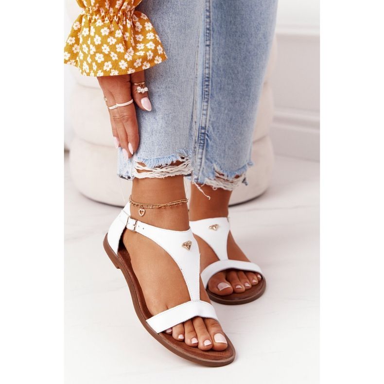 Lädersandaler för kvinnor Nicole 2648 vit 2