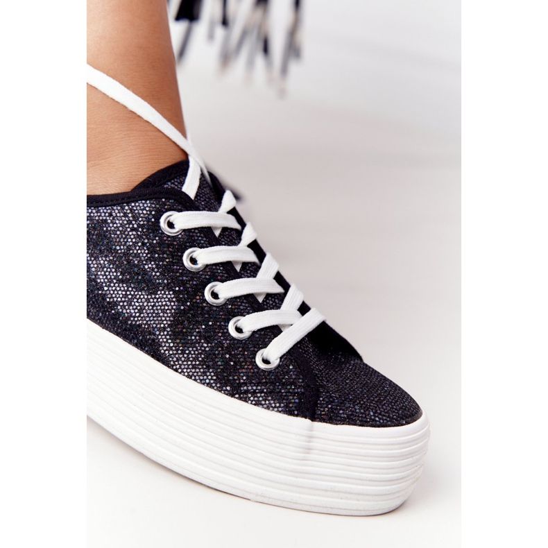 S.Barski Glitter sneakers på den svarta Luna -plattformen 1