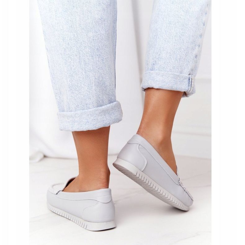 Kvinnor Läder Loafers S.Barski 97630 Grå 2