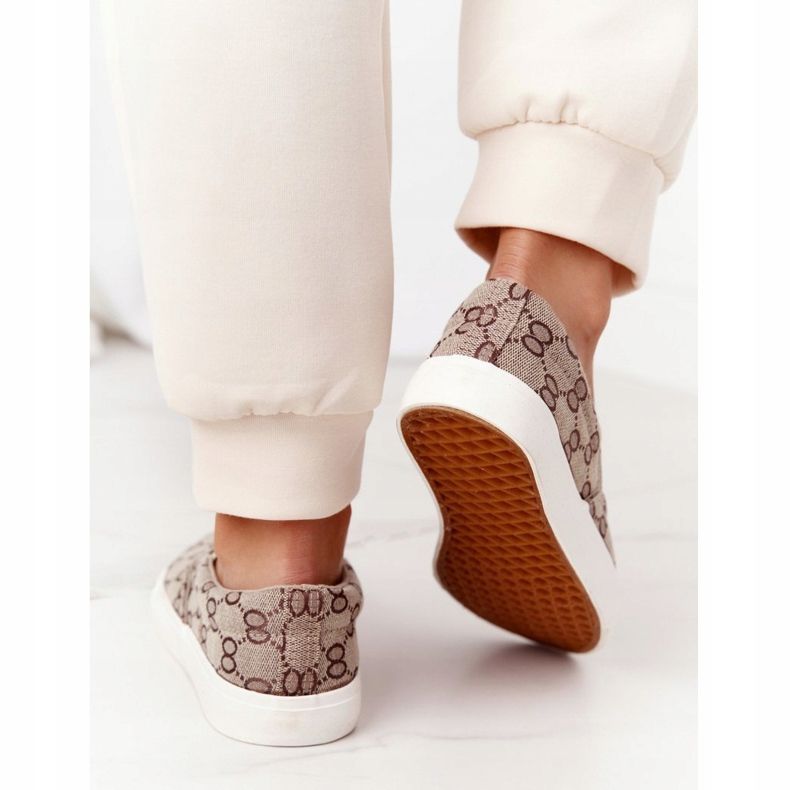 Dam loggade sneakers Slip-On Khaki Challenge brun 2