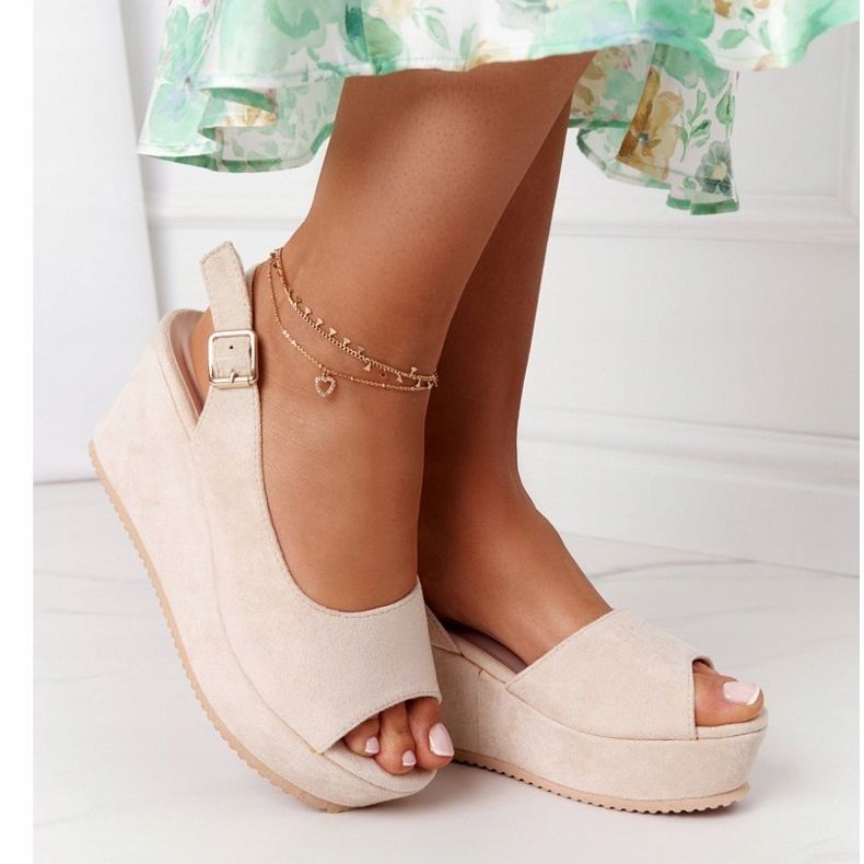 Mockaskinnsandaler Beige Festtid 1