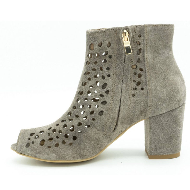 Exousite Openwork läderskor för kvinnor 1184 grå 1