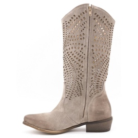 Exousite Kvinnors läderstövlar 1229 grå 1