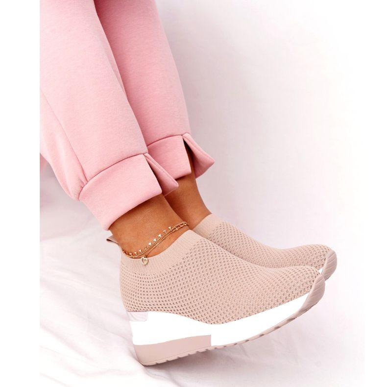 Openwork Sneakers Slip-On On Wedge Beige HO248 Harmony 5