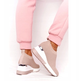 Openwork Sneakers Slip-On On Wedge Beige HO248 Harmony 4