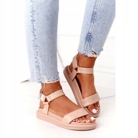 SEA Plattformssandaler med Quilting Beige CK197P Vänd om 3