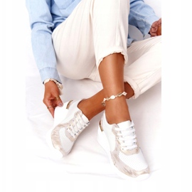 Leather Wedge Sneakers S.Barski 82105 Vit-Guld beige gyllene 5