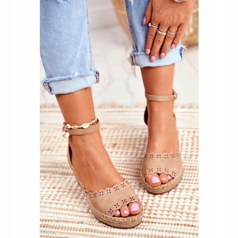 EVE Kvinnors sandaler på kil Espadrilles Beige 9SD98- 0953 Skytten 3