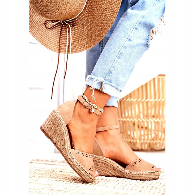 EVE Kvinnors sandaler på kil Espadrilles Beige 9SD98- 0953 Skytten 2