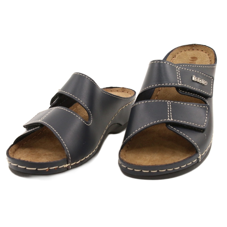 Inblu kvinnors läder tofflor 158d106 marinblå 1