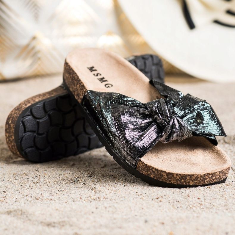 SHELOVET Blanka tofflor med rosett svart 1