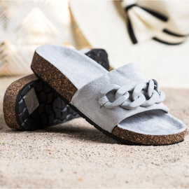 SHELOVET Trendiga tofflor med prydnad grå 1