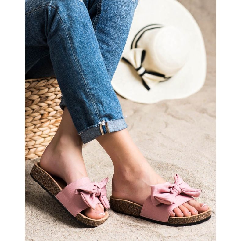 SHELOVET Tofflor Med En Rosett rosa 1