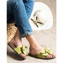 SHELOVET Tofflor med rosett grön 1