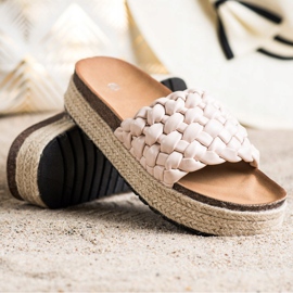 SHELOVET Flätade Espadrilles flip-flops beige 1