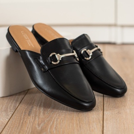 SHELOVET Eleganta tofflor med prydnad svart 1