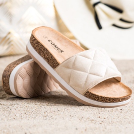 Comer Bekväma tofflor på plattformen beige 1