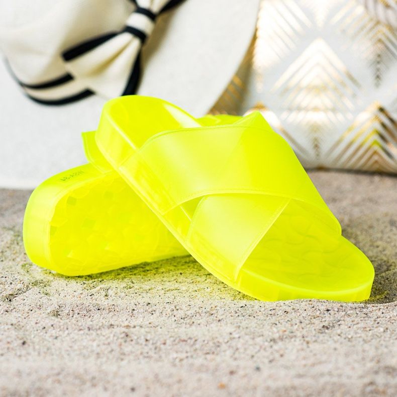 SHELOVET Moderiktiga tofflor i gummi gul 1