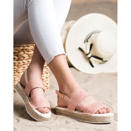 SHELOVET Flätade sandaler på plattformen rosa 2