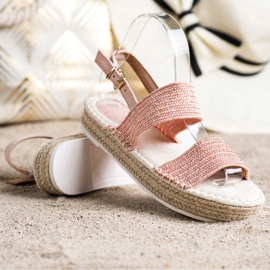 SHELOVET Flätade sandaler på plattformen rosa 1