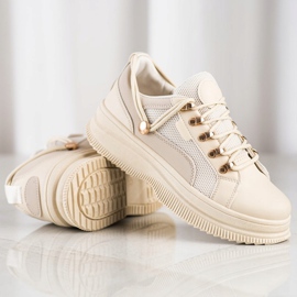 SHELOVET Beige sneakers på plattformen 1