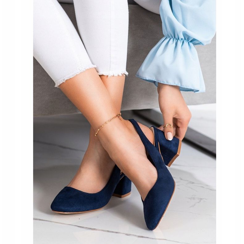 Goodin Slip-on pumps med en exponerad häl marinblå blå 1