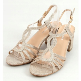 Guldhögklackade sandaler A3083 Guld gyllene 1