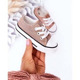 Barns rosa guld Glitter Sneakers Bling-Bling gyllene 2