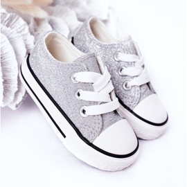Barn Silver Glitter Sneakers Bling-Bling 1