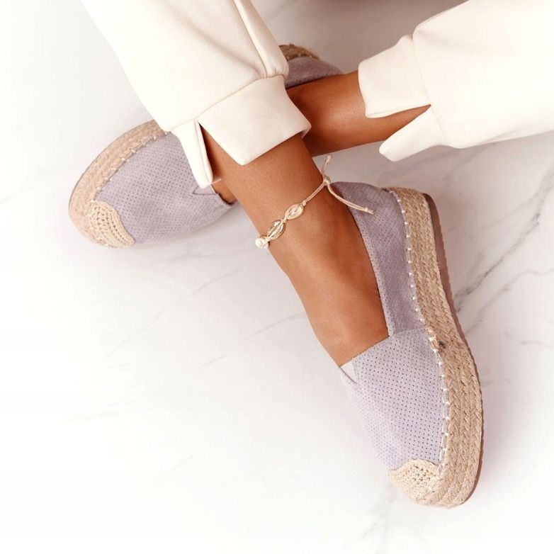 Espadrilles på halmplattformen BL1922 grå motorväg 3