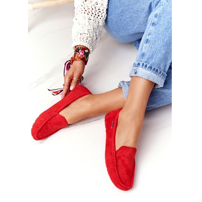 PH1 Röda loafers i mocka från San Marino för kvinnor 1