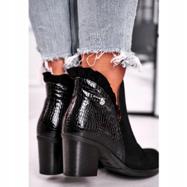 Damskor på häl, läderfjäder Maciejka svart 04833-01 2