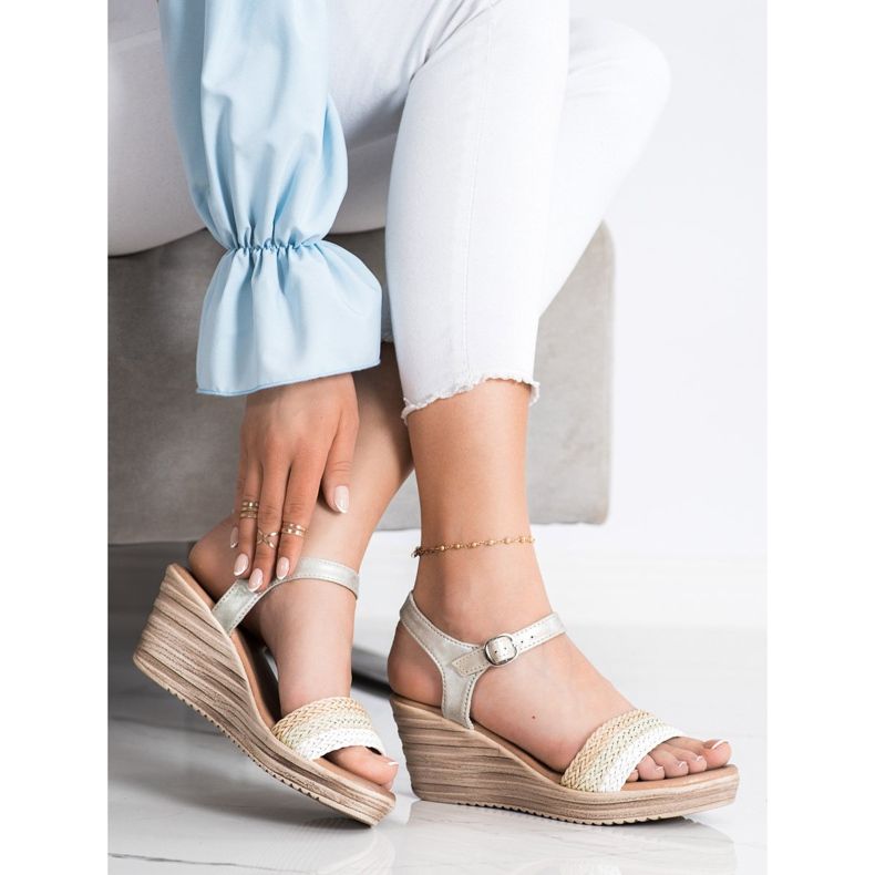 Sea Elves Casual Wedge Sandals beige vit silver- 1