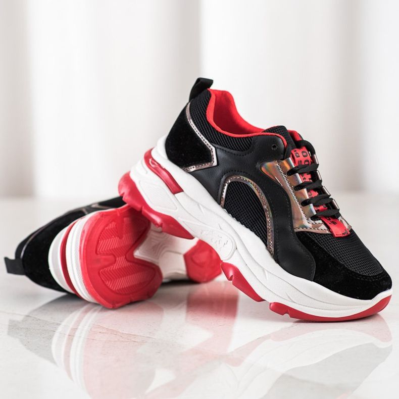 Sneakers på FASHION -plattformen svart röd 1