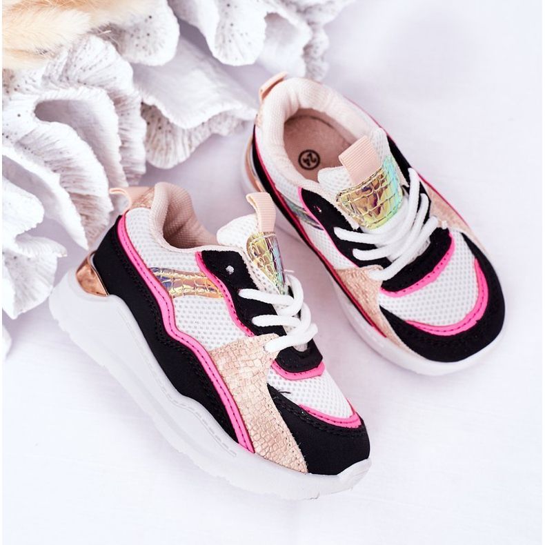 Barnsportskor Sneakers Neonrosa Game Time vit svart 1