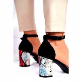 Kvinnors sandaler på högklackat Sergio Leone svart SK873 mångfärgad 2