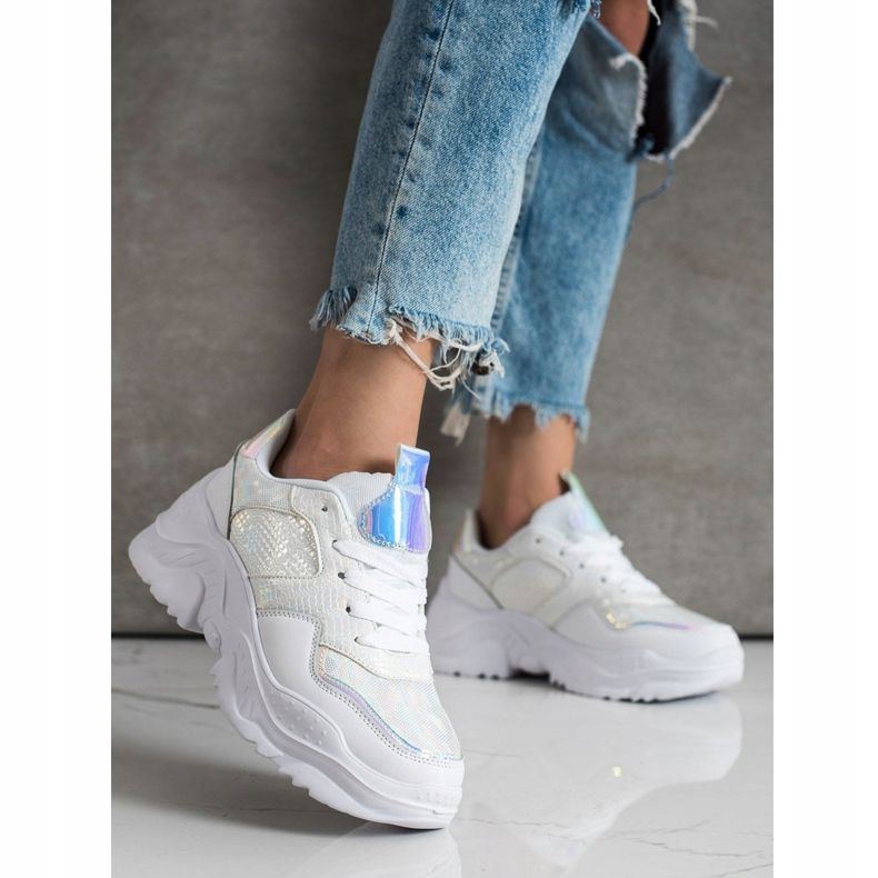 Weide Eco Leather Snake Print Sneakers vit 2