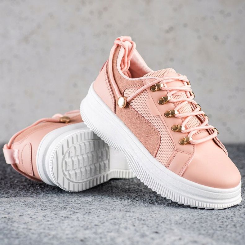 SHELOVET Rosa sneakers på plattformen 1