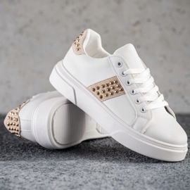 SHELOVET Sneakers med prydnader beige vit gyllene 1