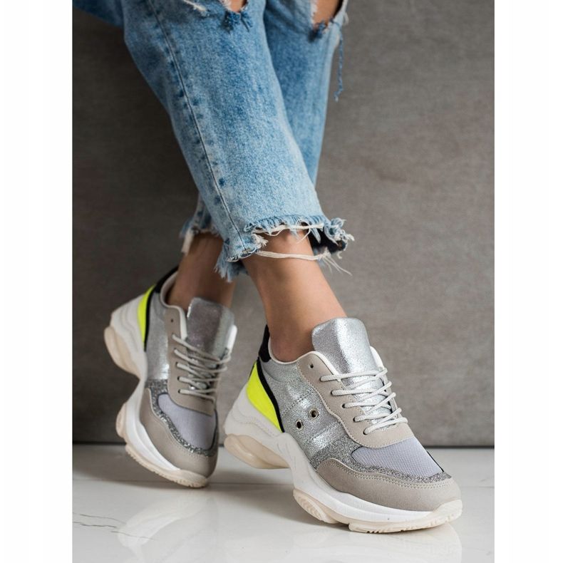 SHELOVET Bekväma trendiga sneakers silver- mångfärgad 2