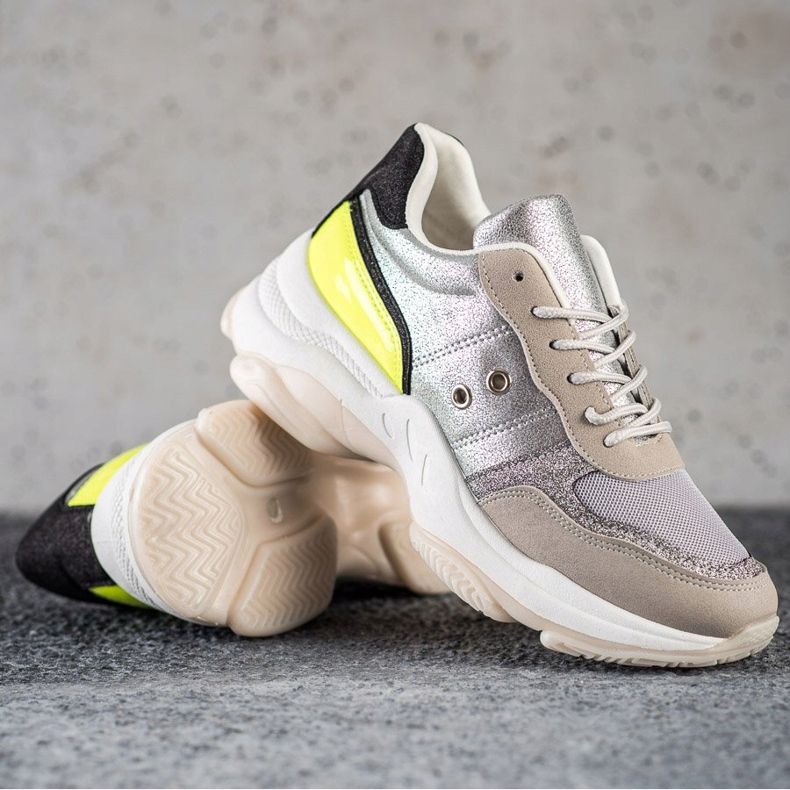 SHELOVET Bekväma trendiga sneakers silver- mångfärgad 1