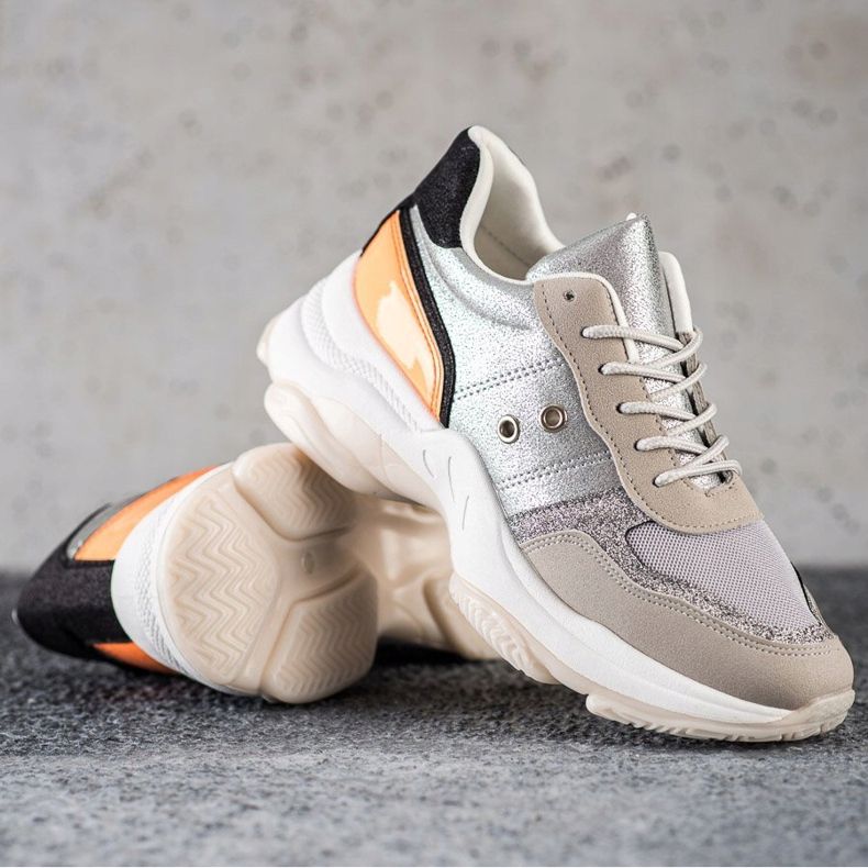 SHELOVET Bekväma trendiga sneakers silver- mångfärgad 1