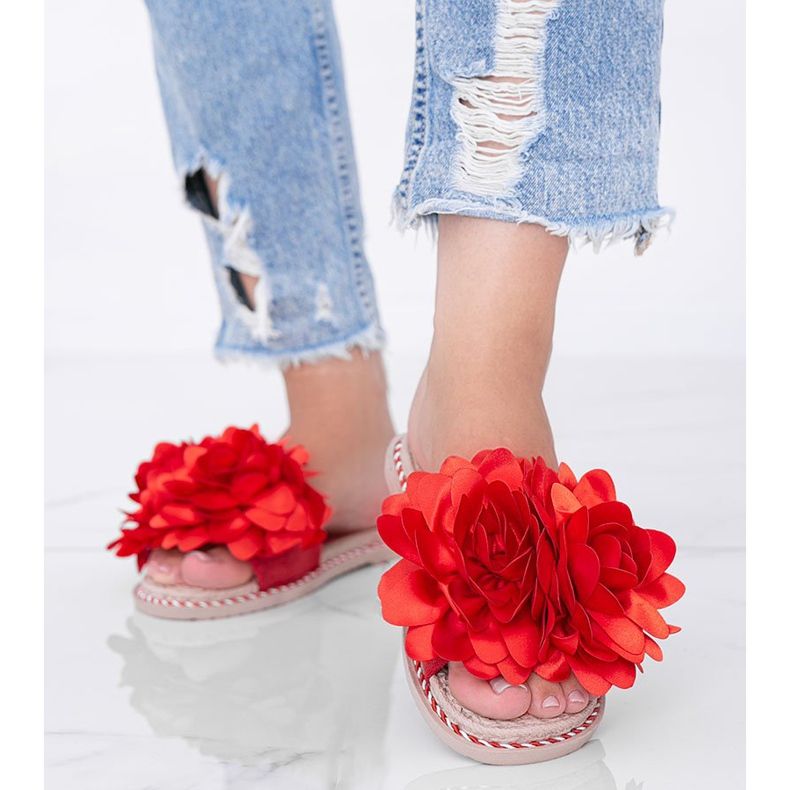 Dain röda tofflor för kvinnor 1