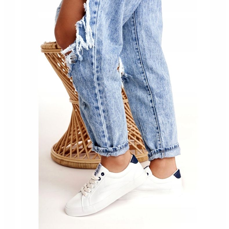 Kvinnors läderskor Big Star BB274211 Vit och marinblå 3