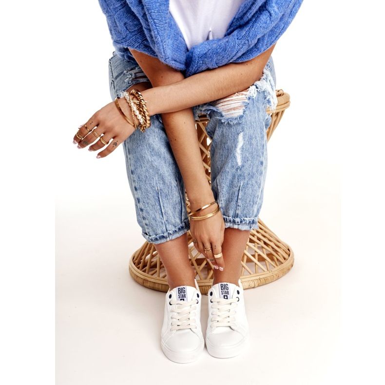 Kvinnors läderskor Big Star BB274211 Vit och marinblå 2