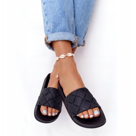 PS1 Kvinnors svarta gummi tofflor Låt oss simma 3